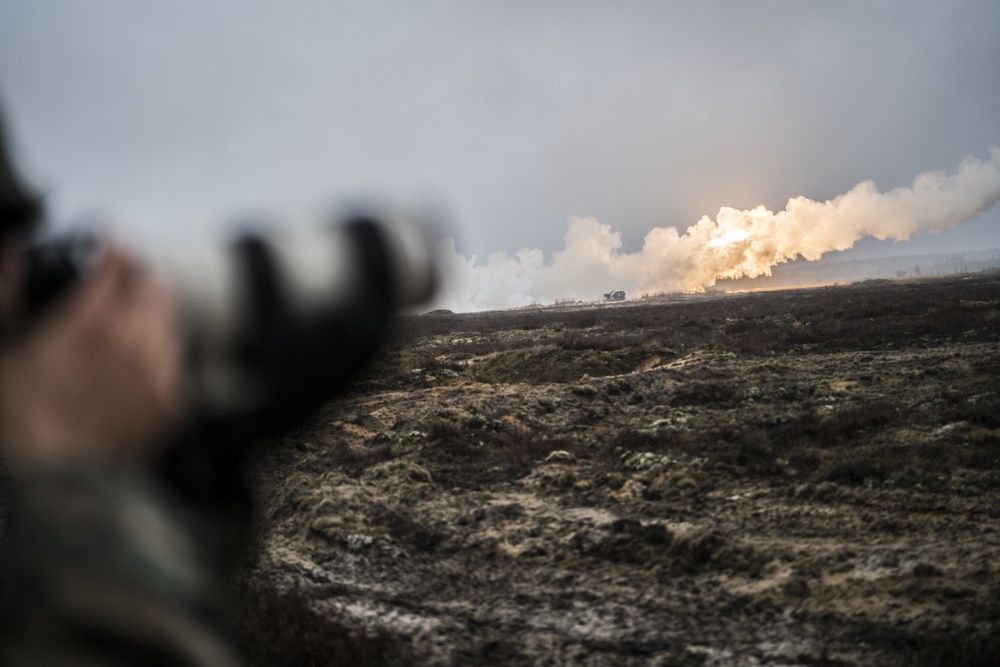 Latvia Army COMCAM and U.S. Marine COMMSTRAT photograph HIMARS shoot