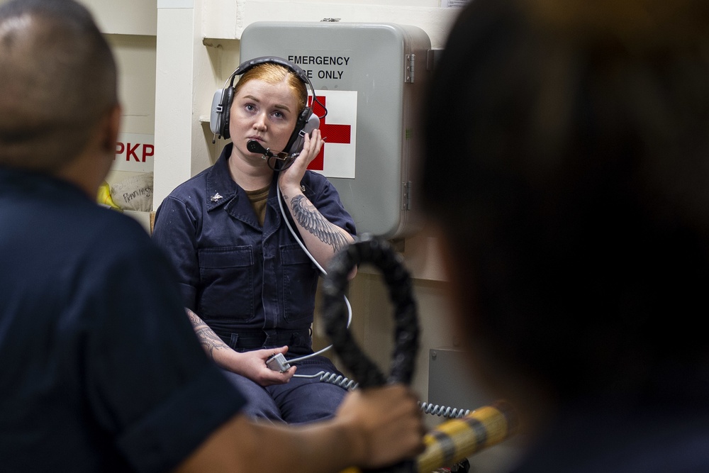 USS Preble deploys Multi-Function Towed Array (MFTA) during a training. USS Preble deploys Multi-Function Towed Array (MFTA) during a training.