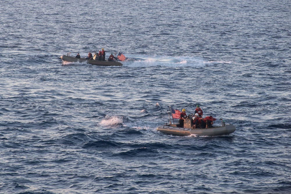 U.S. Sailors conduct small boat training