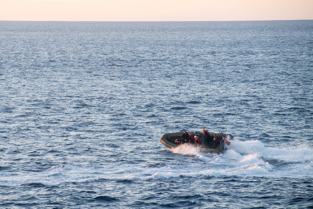 U.S. Sailors conduct small boat training
