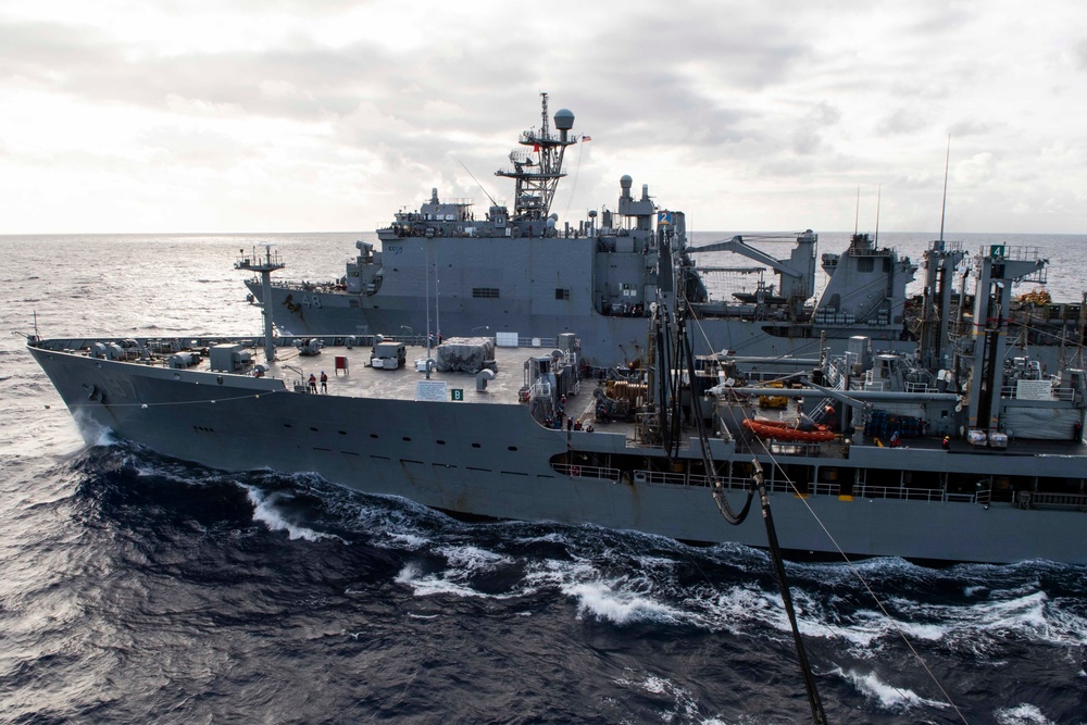USS Green Bay, USS Ashland Replenishment At Sea with USNS Pecos
