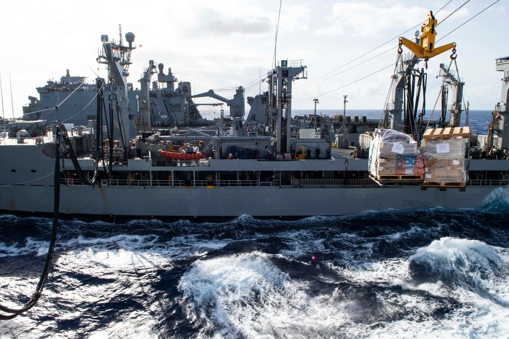 USS Green Bay, USS Ashland Replenishment At Sea with USNS Pecos