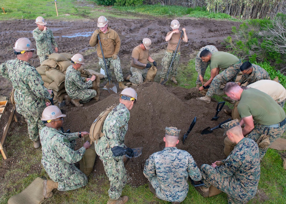 NMCB-5 Seabees and I MEF Marines Conduct Military Base Construction During Pacific Blitz 2019