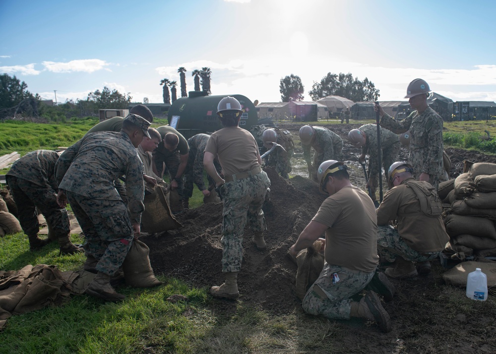 NMCB-5 Seabees and I MEF Marines Conduct Military Base Construction During Pacific Blitz 2019