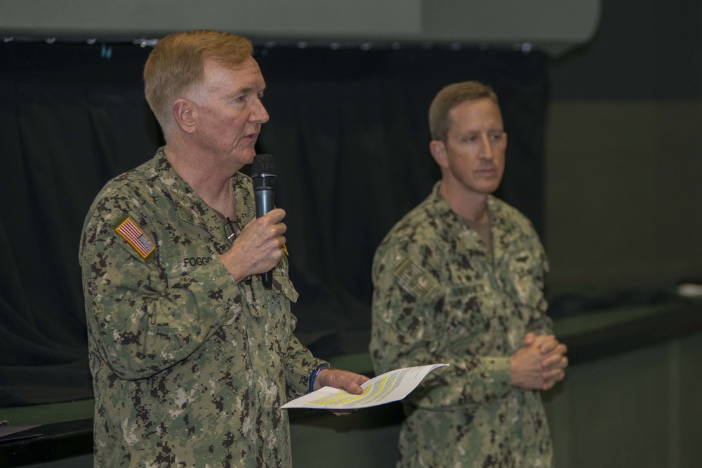 Commander, Navy Region Europe, Africa, Southwest Asia Holds Town Hall at NSA Naples