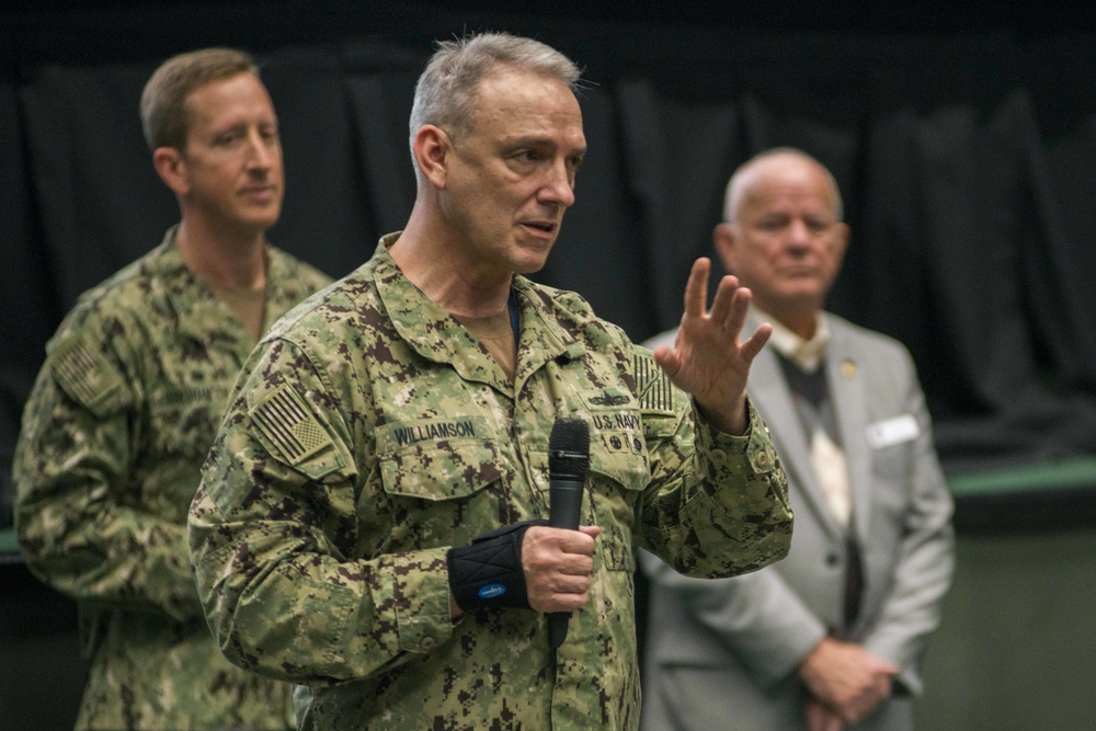 Commander, Navy Region Europe, Africa, Southwest Asia Holds Town Hall at NSA Naples