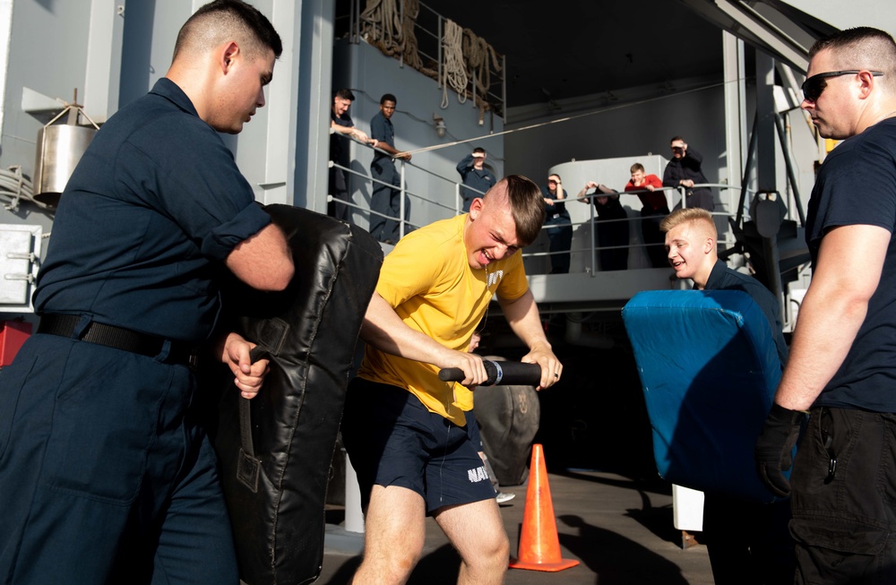 U.S. Sailor participates in Oleoresin Capsicum (OC) spray training course