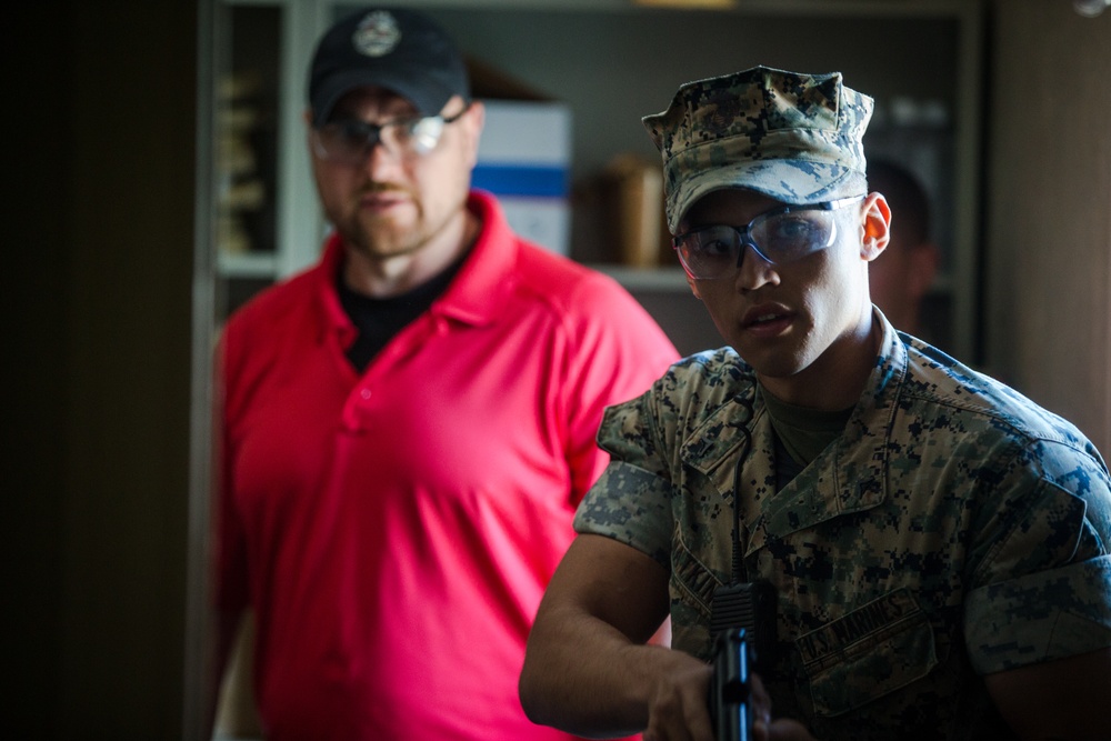 Always prepared: Police Officers with MCB Camp Pendleton PMO participate in an active shooter drill