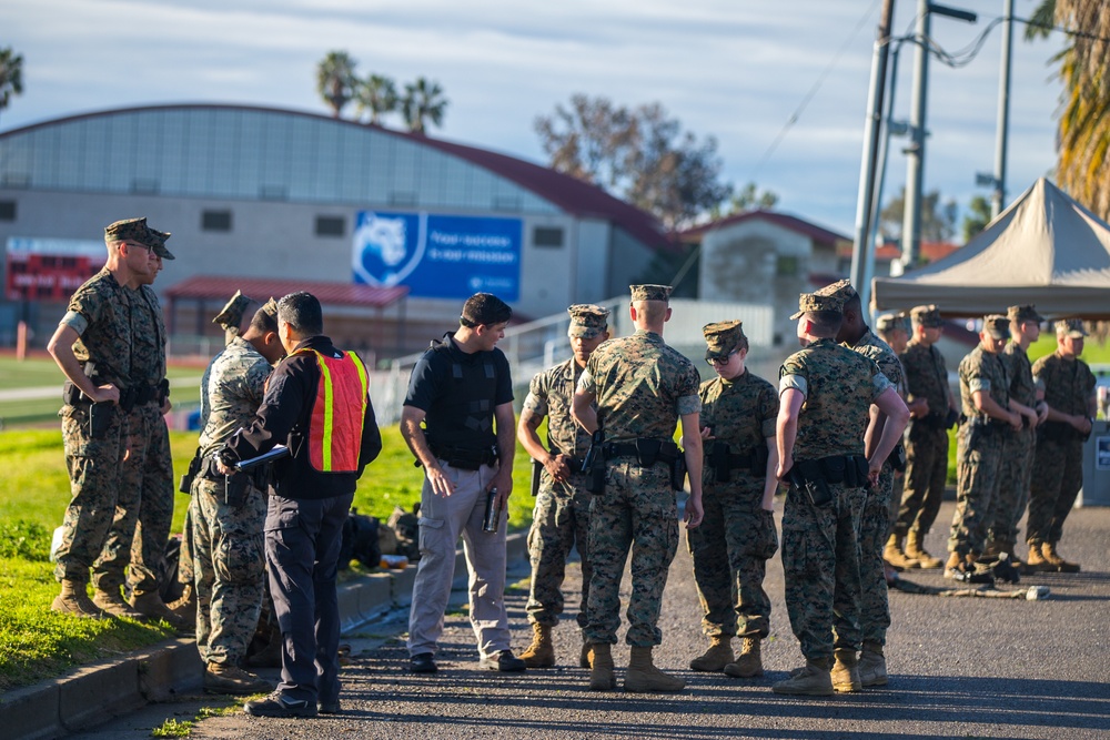 Always prepared: Police Officers with MCB Camp Pendleton PMO participate in an active shooter drill