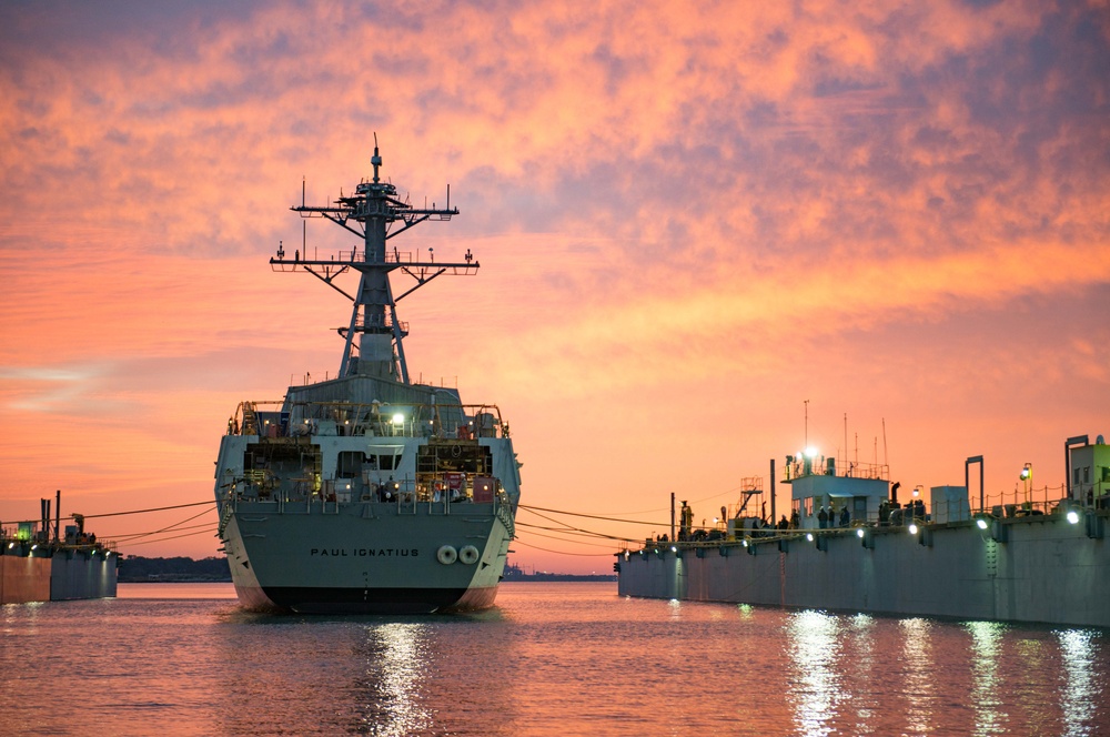 The guided-missile destroyer Pre-Commissioning Unit (PCU) Paul Ignatius (DDG 117)