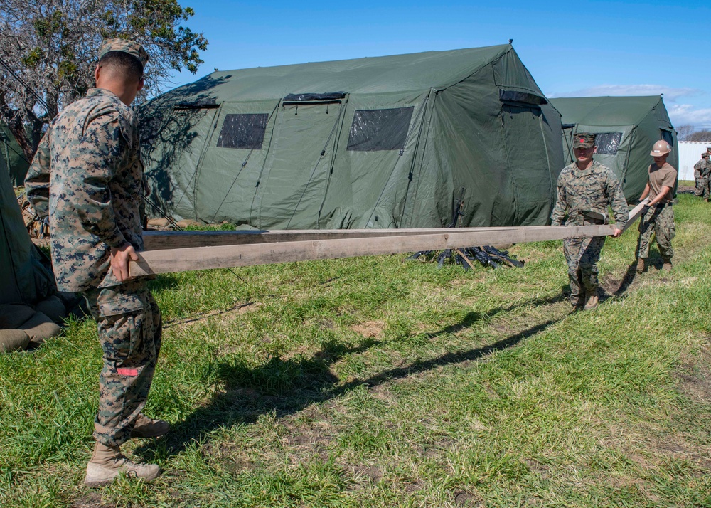 NMCB-5 Seabees and I MEF Marines Conduct Military Base Construction During Pacific Blitz 2019