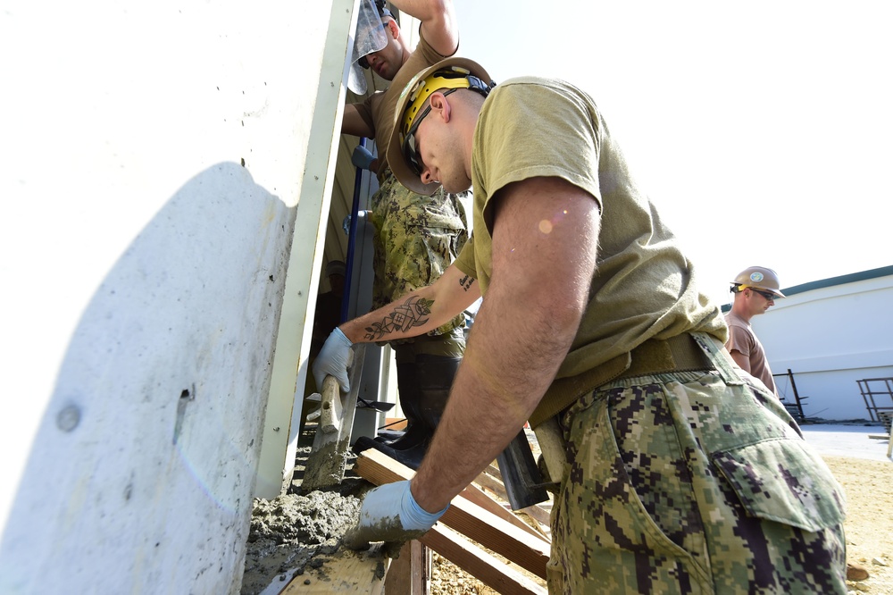 Seabees Place Concrete for K-Span Construction