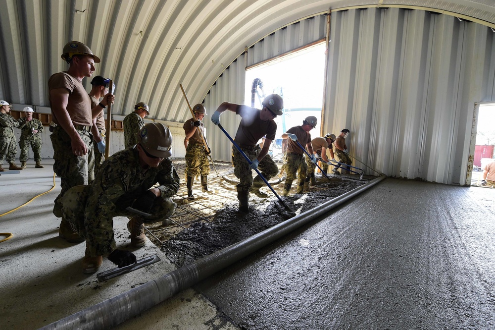 Seabees Place Concrete for K-Span Construction