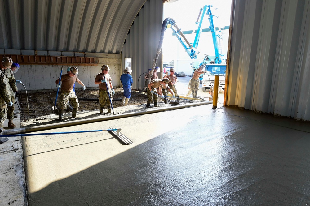 Seabees Place Concrete for K-Span Construction