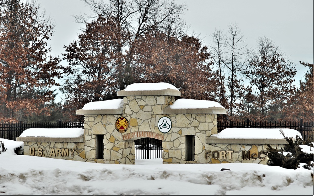 Snow-covered Fort McCoy Gate