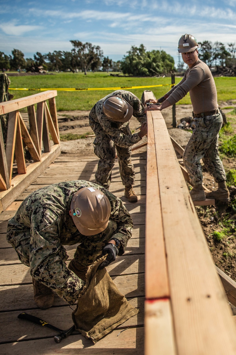 U.S. Marines and Sailors Construct A Wooden Bridge In Support of Pacific Blitz 2019