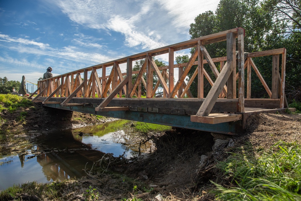 U.S. Marines and Sailors Construct A Wooden Bridge In Support of Pacific Blitz 2019