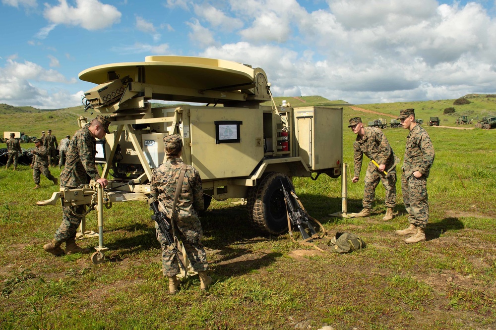 Marines from CLR 1 set up a VSAT during Pacific Blitz 2019