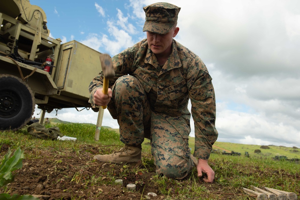 Marines from CLR 1 set up a VSAT during Pacific Blitz 2019