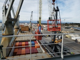Military Sealift Command Pacific Chartered Ship MV Ocean Giant Conducts Operation Deep Freeze 2019  Retrograde Offload In Port Hueneme Calif.