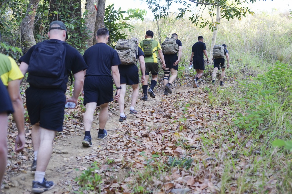 U.S., Filipino soldiers hike the hills of the Philippines