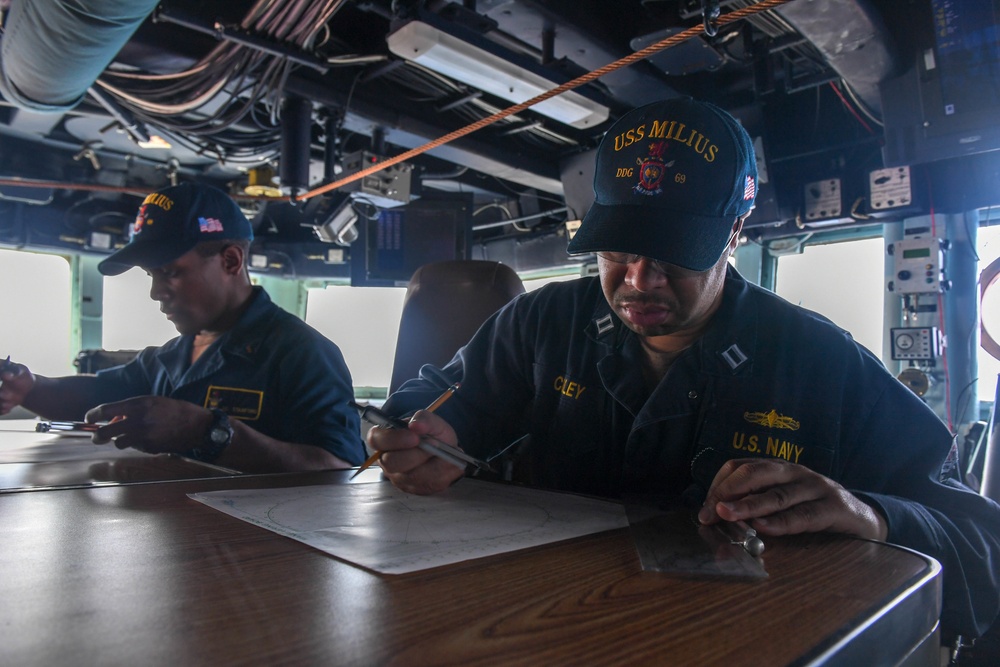 USS Milius Bridge Watch Standing Team