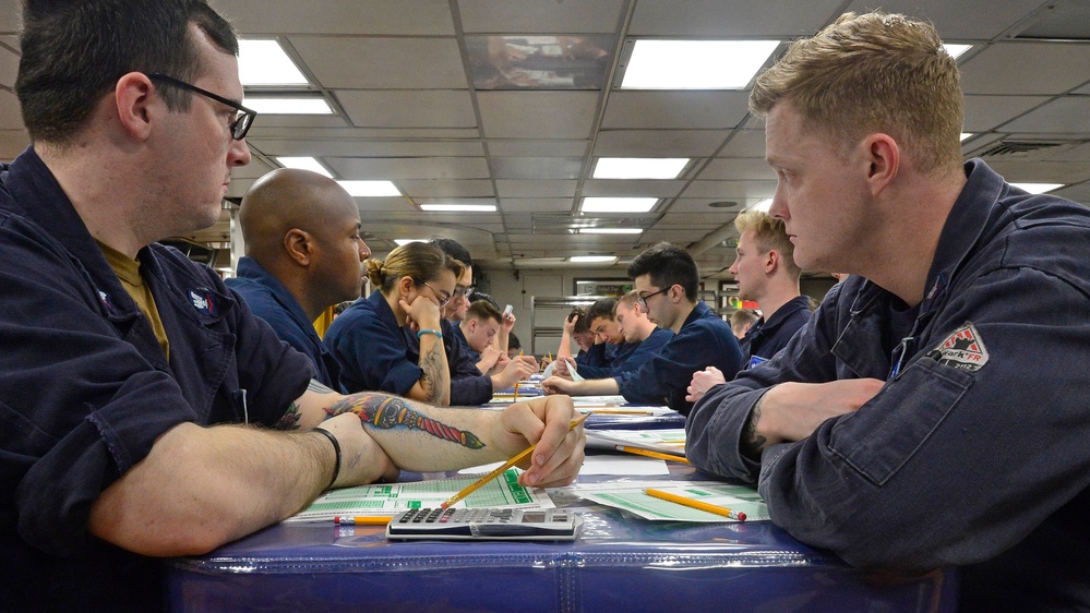 USS Blue Ridge (LCC 19) conducts Navywide E-5 Advancement Exams