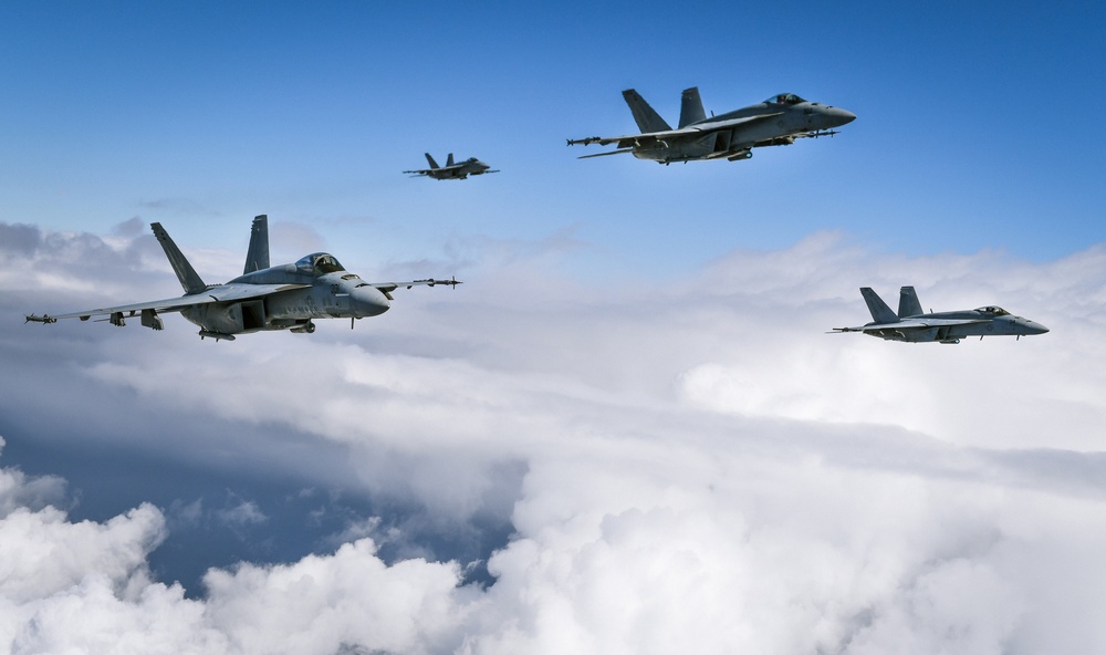 VFA 136 Knighthawks Fly In Formation