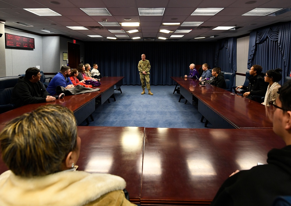 Vice Chief of Staff of the Air Force General Stephen Wilson meets with AFJROTC cadets