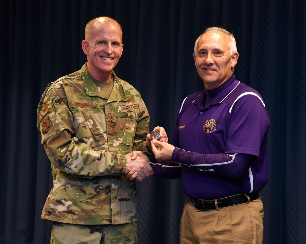 Vice Chief of Staff of the Air Force General Stephen Wilson meets with AFJROTC cadets