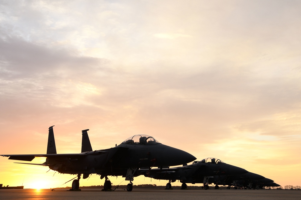 F-15E Strike Eagles at sunrise