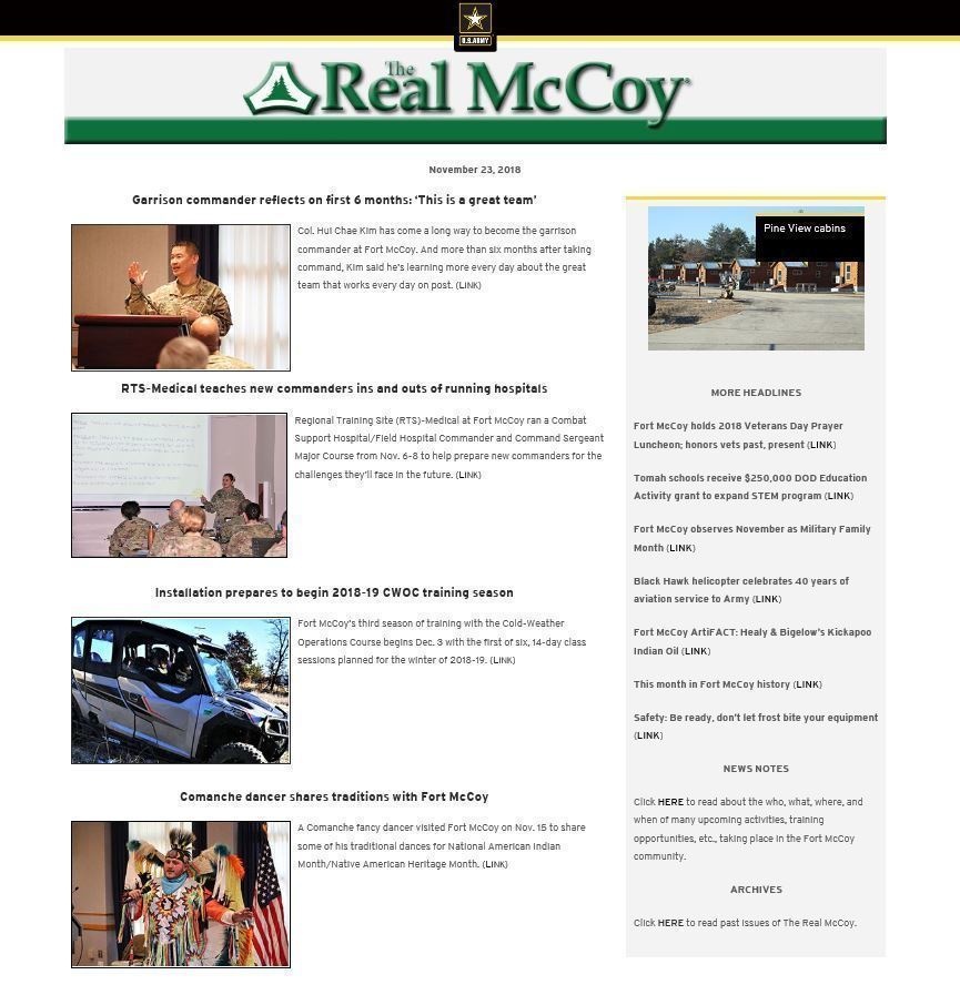 Fort McCoy’s The Real McCoy Online, Public Affairs staff earn 2018 IMCOM-level, DOD recognition