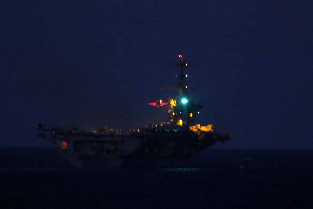 The aircraft carrier USS John C. Stennis (CVN 74) counducts flight operations in the South China Sea.