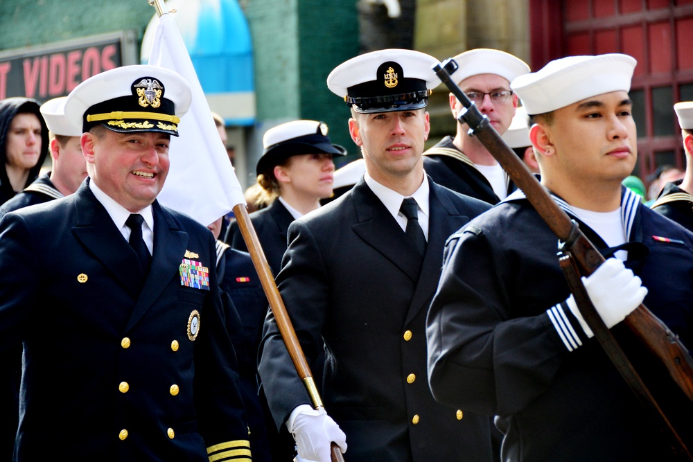 Navy Recruiters March in St. Patrick's Day Parade