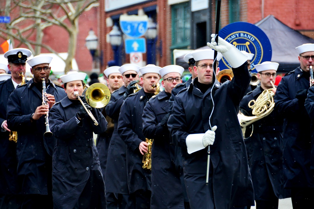 Navy Band Northeast Marches in St. Patrick's Day Parade