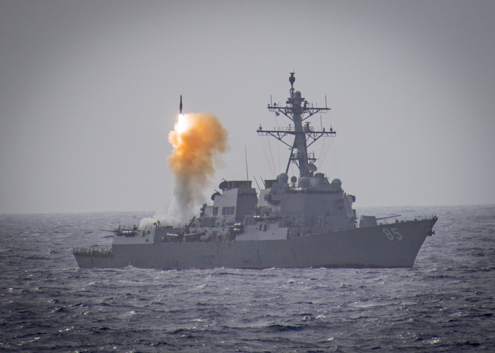 USS McCampbell and USS Milius Missile Exercise
