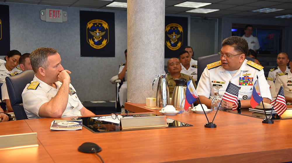 USS Blue Ridge Hosts Staff Talks with Philippine Navy Rear Adm. Rommel Jude Ong