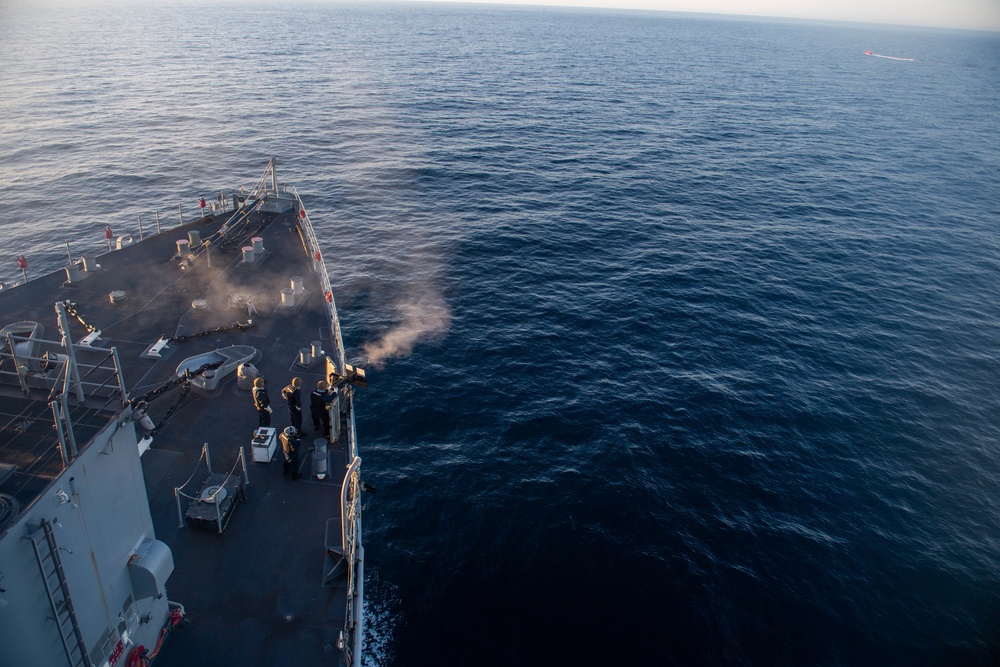 USS Harpers Ferry Conducts Live-Fire Exercise