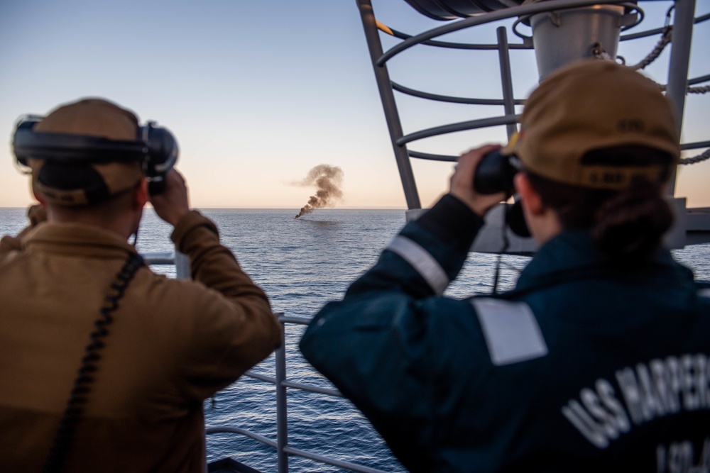 USS Harpers Ferry Conducts Live-Fire Exercise