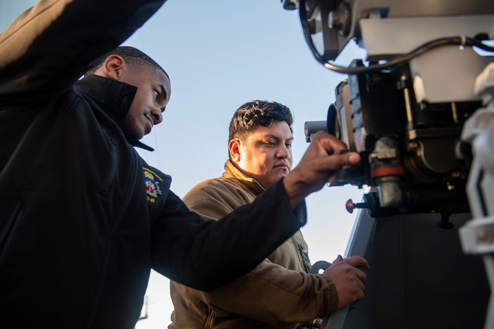 USS Harpers Ferry Conducts Live-Fire Exercise