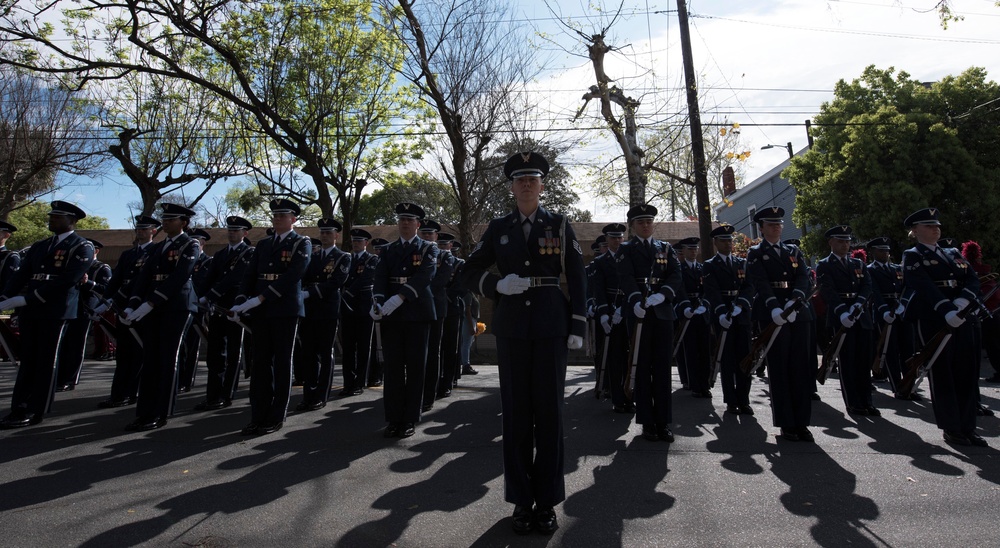 USAF Honor Guard performs in Savannah St. Patrick's Day Parade