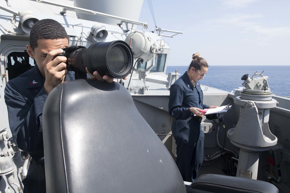 U.S. Sailors conduct a SNOOPIE team evolution in the Indian Ocean.