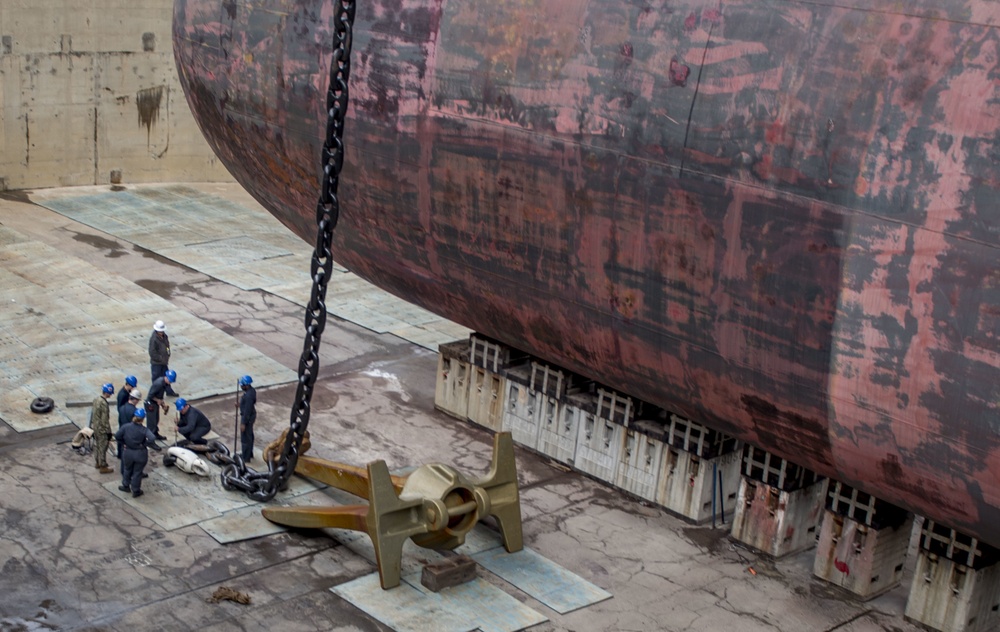GHWB Lowers Anchor Into Dry Dock