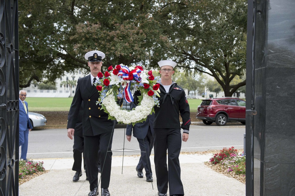 Sailors Lay Wreath to Honor Fallen Hue City Marines