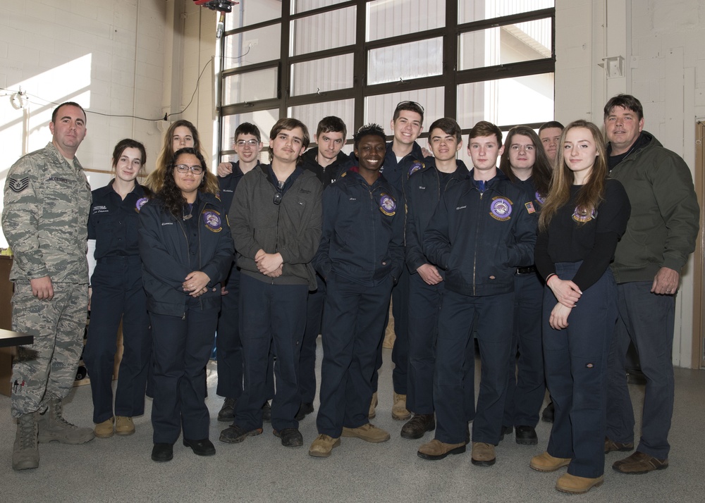 Aviation students visit the 104th Maintenance Group