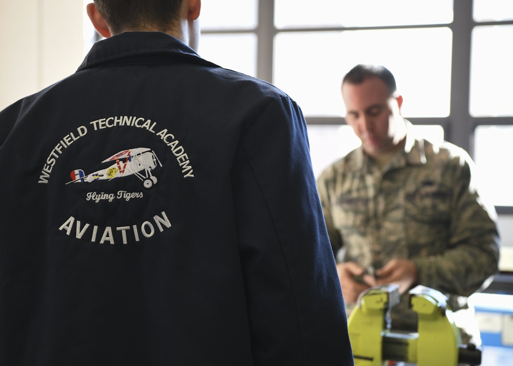 Aviation students visit the 104th Maintenance Group