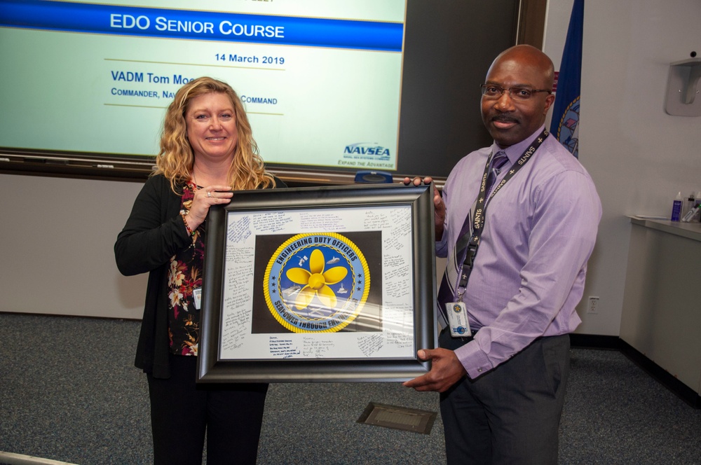 VADM Moore Presents Award, Commemorates Veteran EDO School Employee