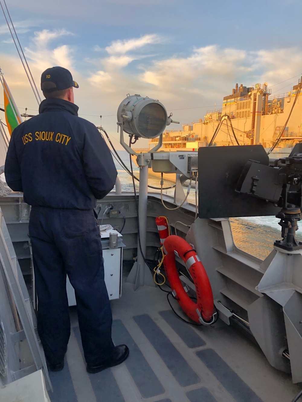 The Littoral Combat Ship USS Sioux City (LCS 11) conducts her first Underway Replenishment