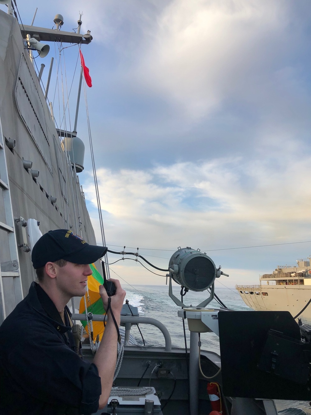 The Littoral Combat Ship USS Sioux City (LCS 11) conducts her first Underway Replenishment