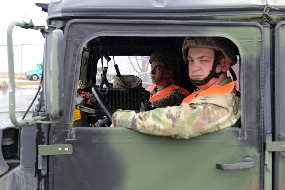 Nebraska National Guard members assist with an entry control point